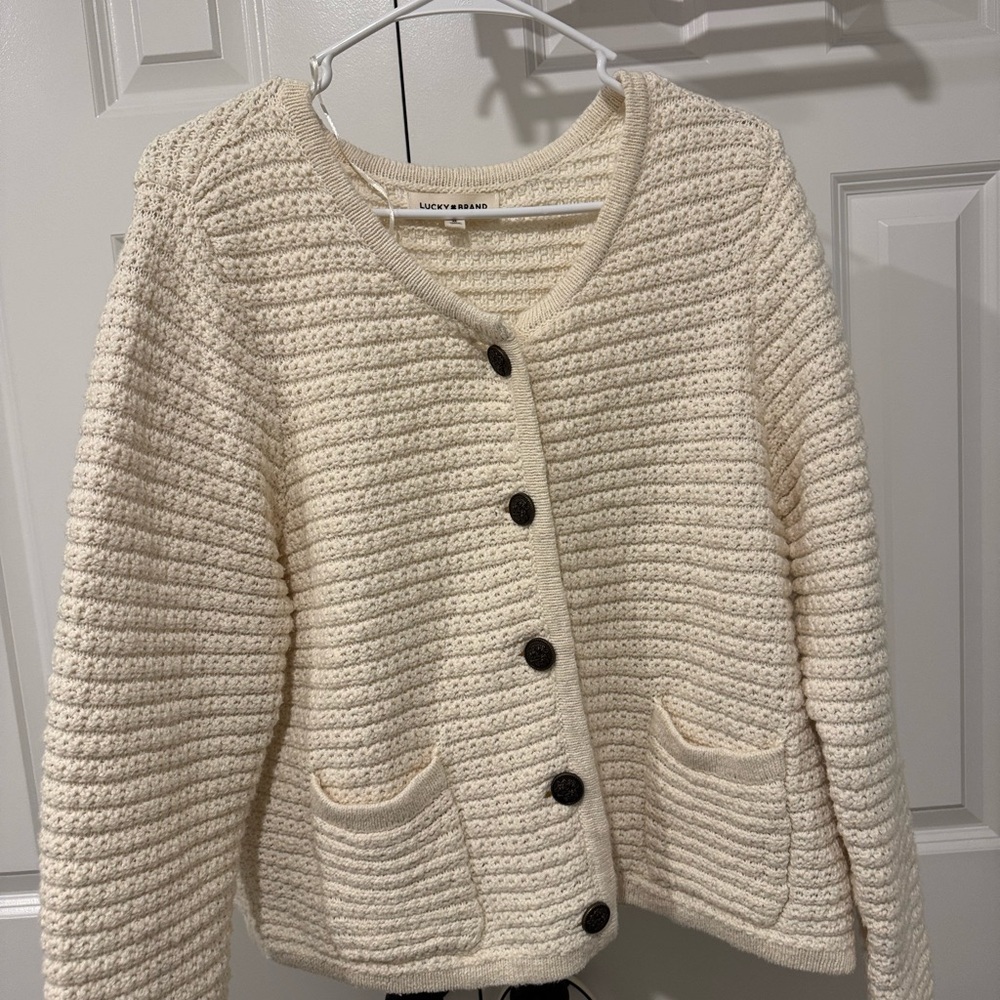Lucky Brand Cream Knit Cardigan